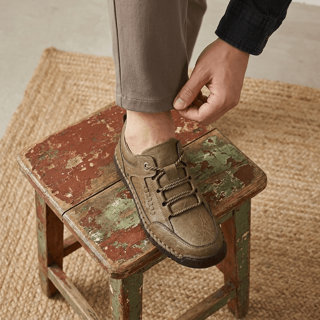 David Genuine Leather Hiking Shoes – Cushioned Rugged Outdoor Footwear
