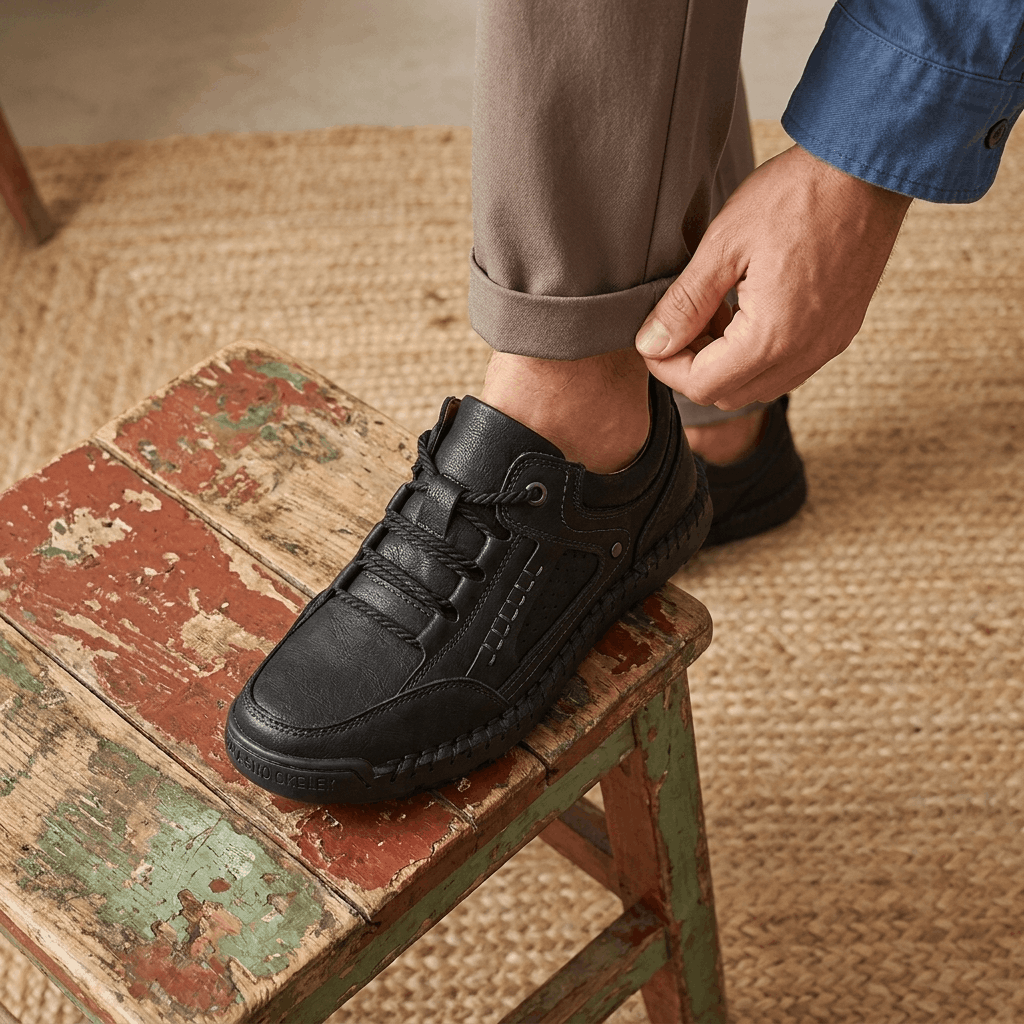 David Genuine Leather Hiking Shoes – Cushioned Rugged Outdoor Footwear