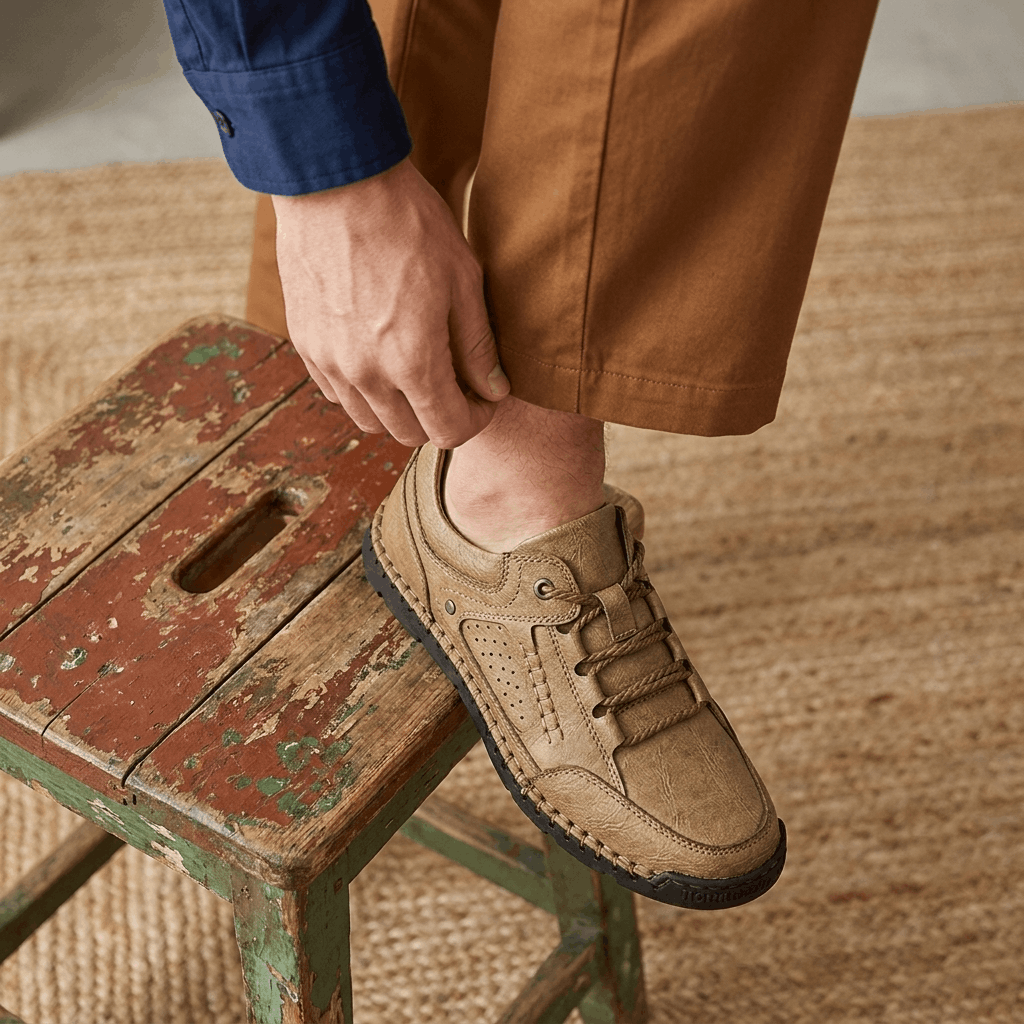 David Genuine Leather Hiking Shoes – Cushioned Rugged Outdoor Footwear