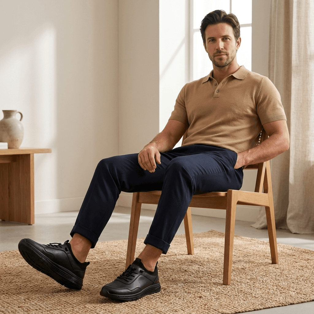 Lester Casual Leather Sneakers – Lightweight Comfort Business Walking Shoes