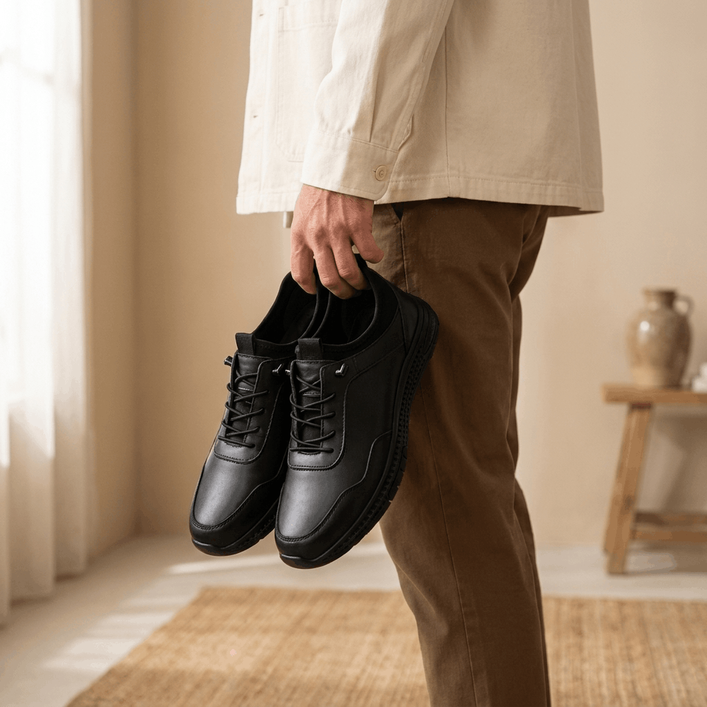 Lester Casual Leather Sneakers – Lightweight Comfort Business Walking Shoes