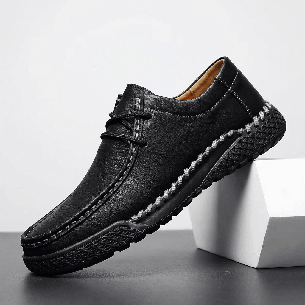 Jeomary Casual Leather Loafers – Hand-Stitched Comfortable Slip-On Shoes