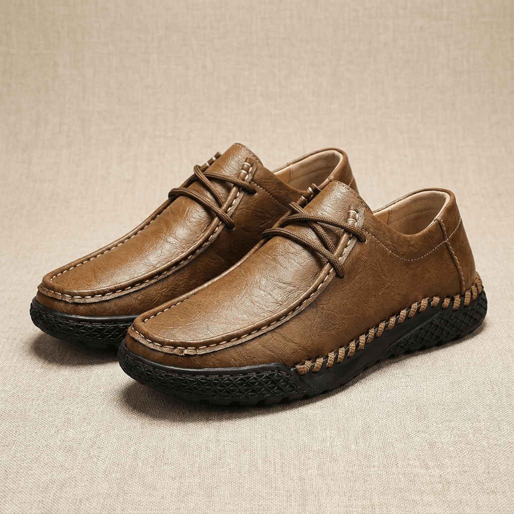 Jeomary Casual Leather Loafers – Hand-Stitched Comfortable Slip-On Shoes