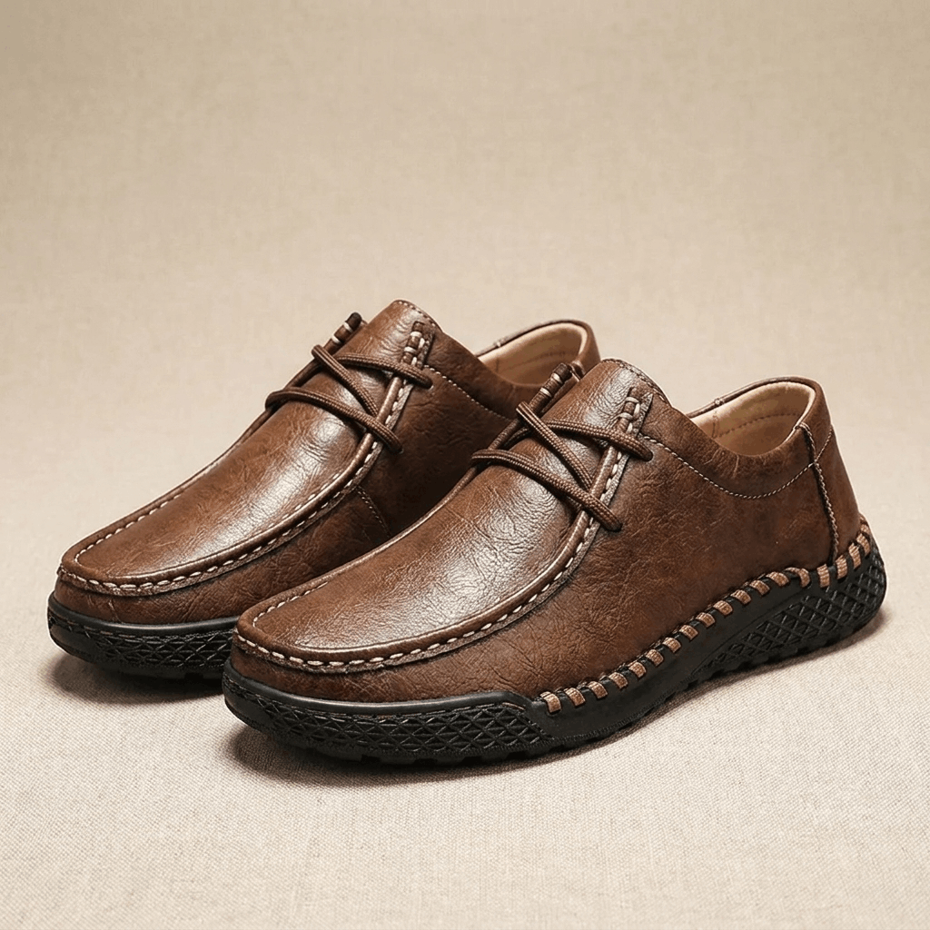 Jeomary Casual Leather Loafers – Hand-Stitched Comfortable Slip-On Shoes