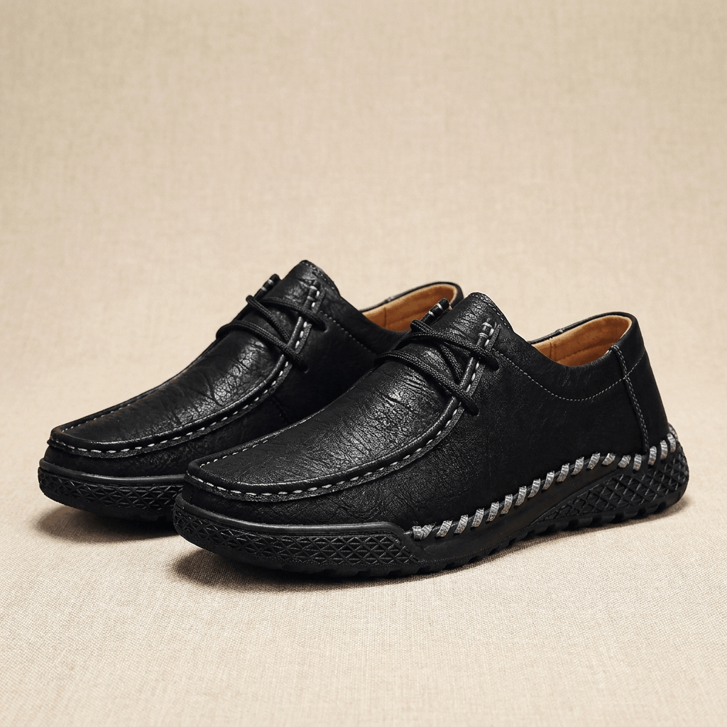 Jeomary Casual Leather Loafers – Hand-Stitched Comfortable Slip-On Shoes