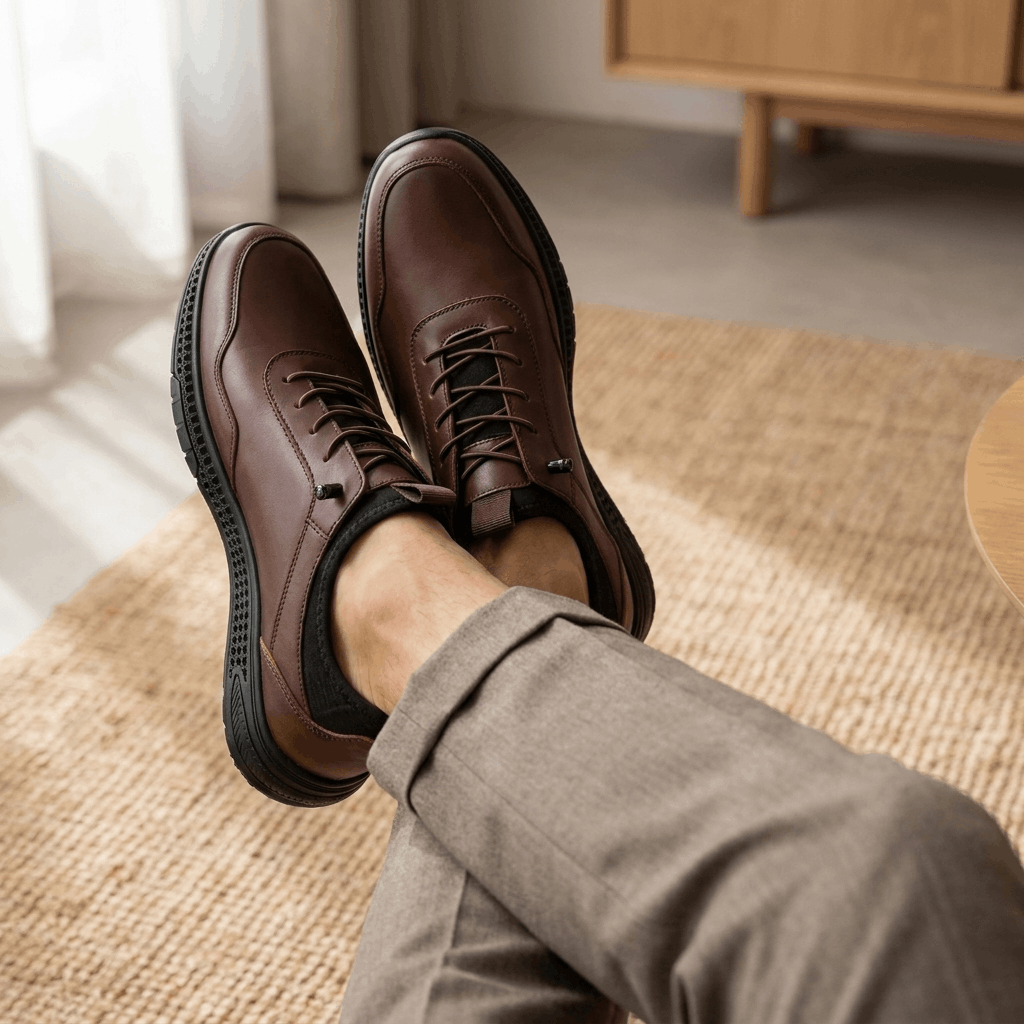 Lester Casual Leather Sneakers – Lightweight Comfort Business Walking Shoes