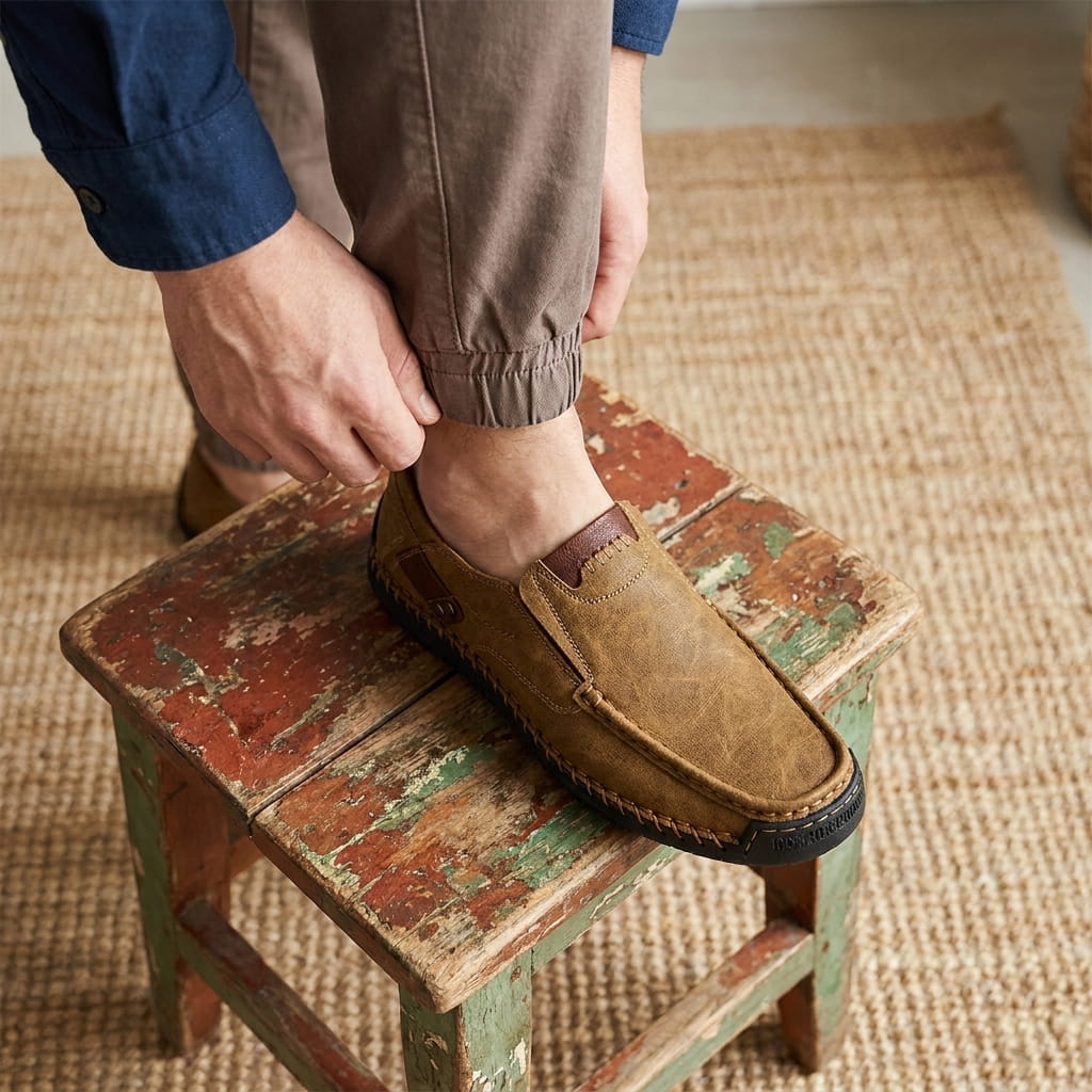 Robin Casual Leather Slip-On Shoes – Comfortable Non-Slip Everyday Footwear