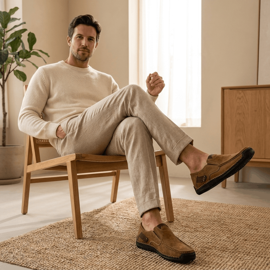 Robin Casual Leather Slip-On Shoes – Comfortable Non-Slip Everyday Footwear