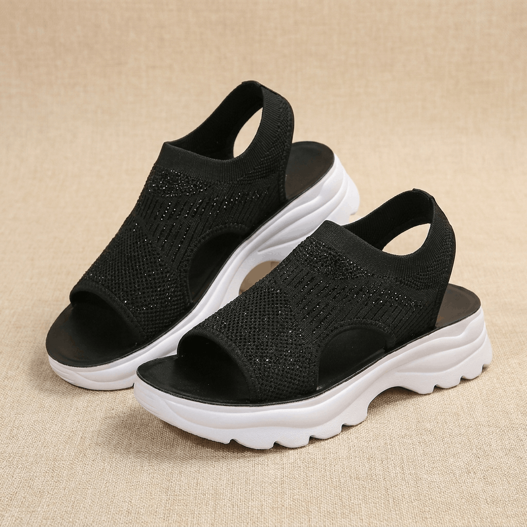 Rosalie Breathable Knit Platform Sandals – Lightweight Cushioned Summer Comfort