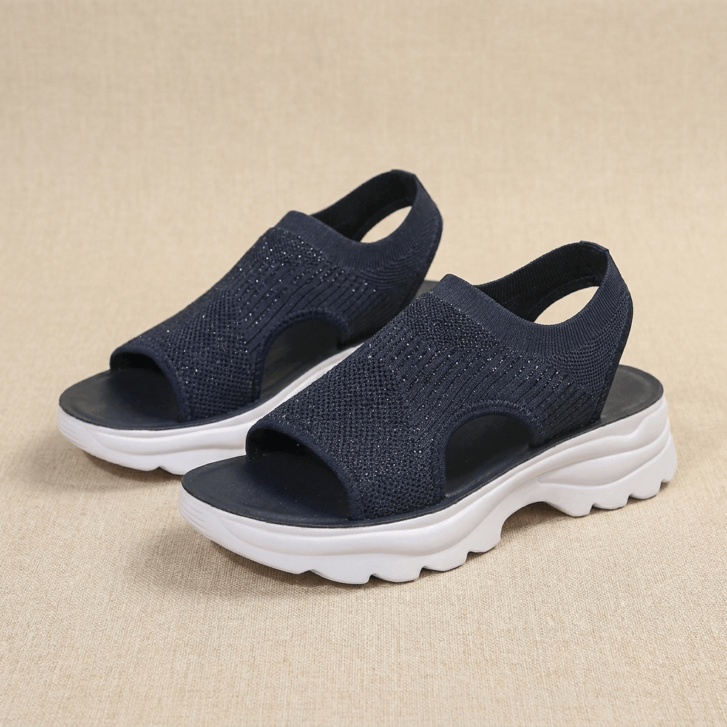 Rosalie Breathable Knit Platform Sandals – Lightweight Cushioned Summer Comfort