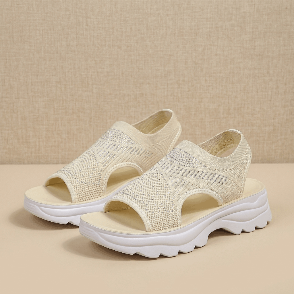 Rosalie Breathable Knit Platform Sandals – Lightweight Cushioned Summer Comfort