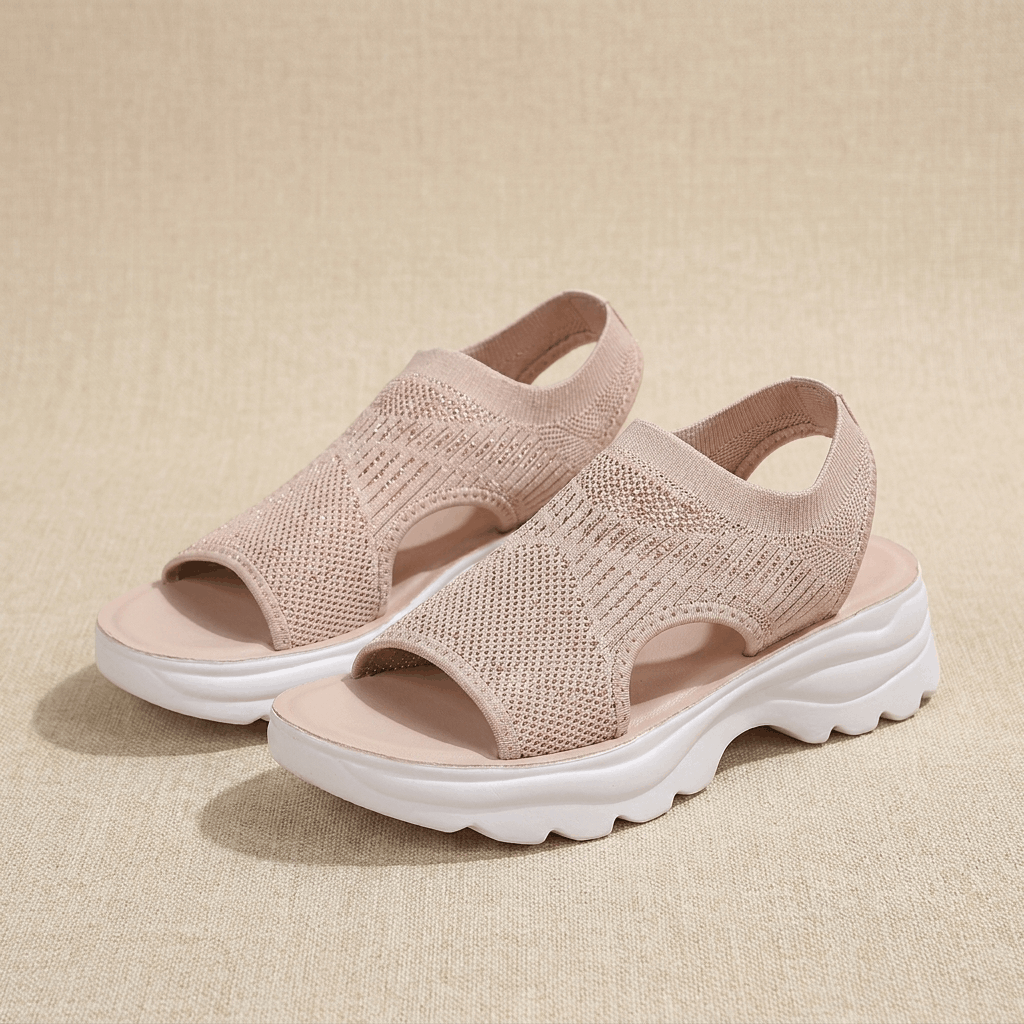 Rosalie Breathable Knit Platform Sandals – Lightweight Cushioned Summer Comfort
