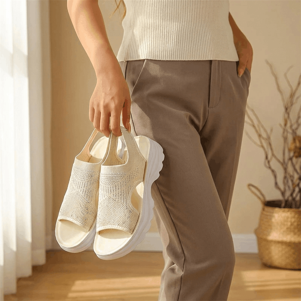 Rosalie Breathable Knit Platform Sandals – Lightweight Cushioned Summer Comfort