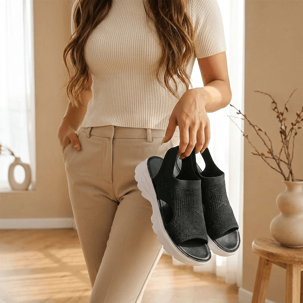 Rosalie Breathable Knit Platform Sandals – Lightweight Cushioned Summer Comfort