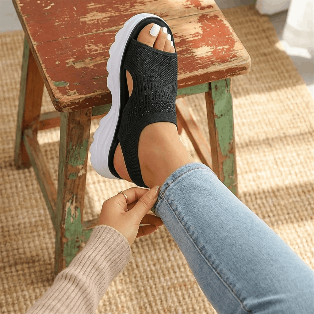 Rosalie Breathable Knit Platform Sandals – Lightweight Cushioned Summer Comfort