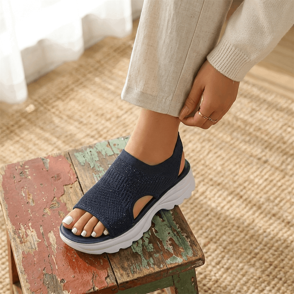 Rosalie Breathable Knit Platform Sandals – Lightweight Cushioned Summer Comfort