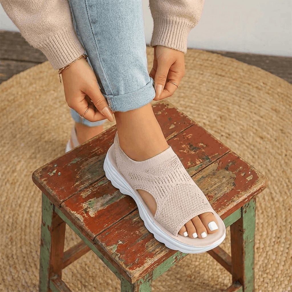 Rosalie Breathable Knit Platform Sandals – Lightweight Cushioned Summer Comfort