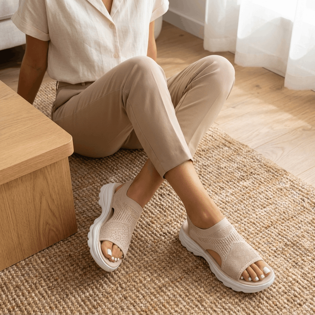 Rosalie Breathable Knit Platform Sandals – Lightweight Cushioned Summer Comfort