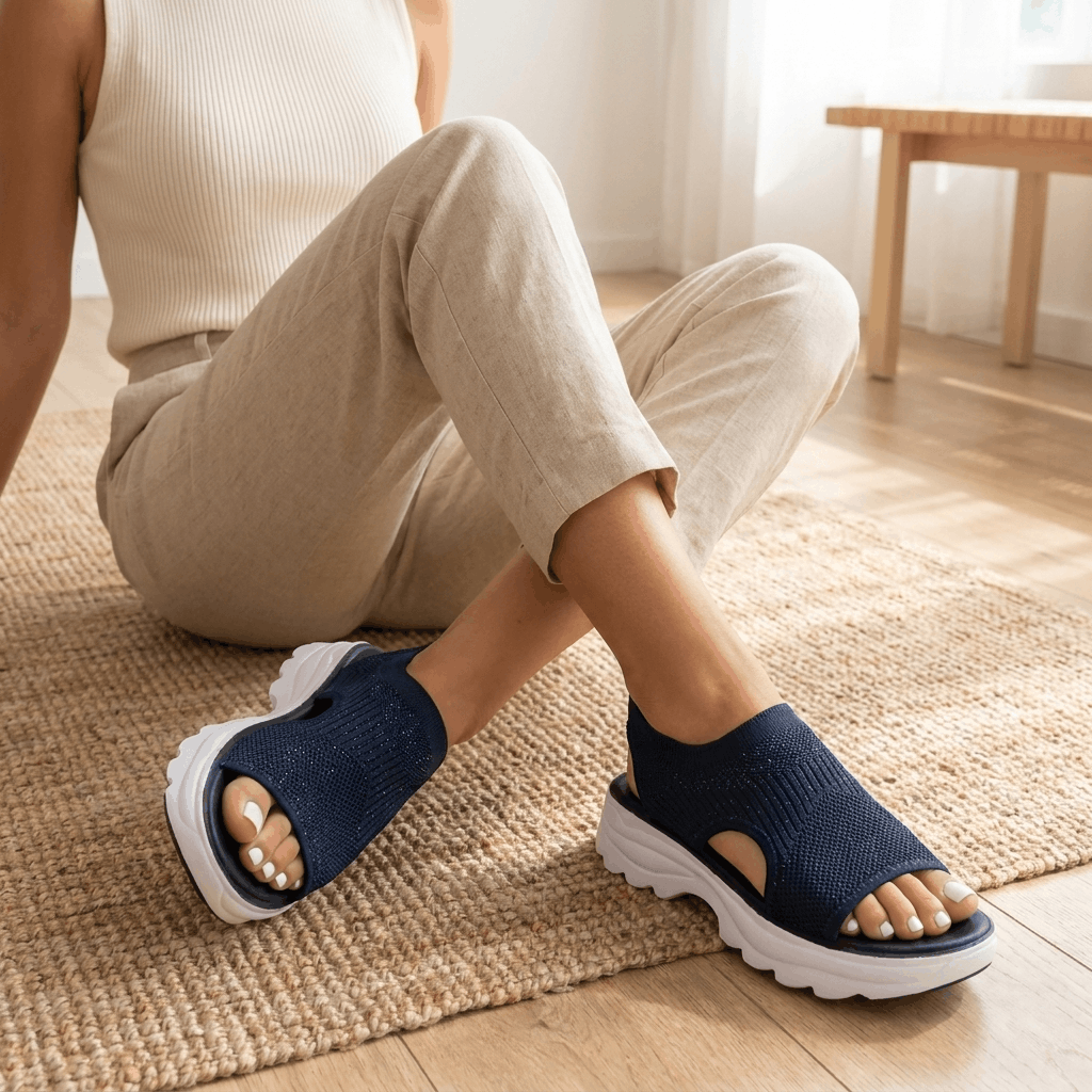 Rosalie Breathable Knit Platform Sandals – Lightweight Cushioned Summer Comfort