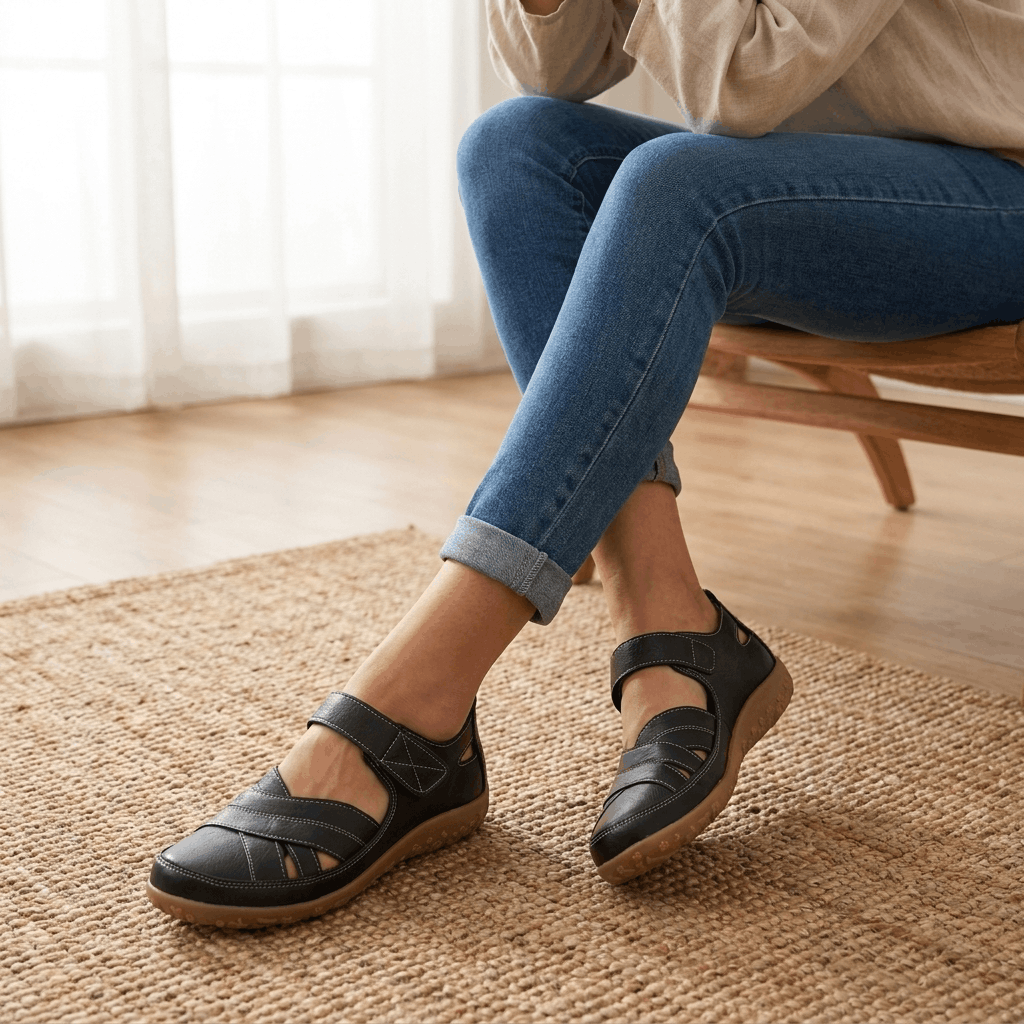 Florence Leather Comfort Sandals – Adjustable Lightweight Everyday Shoes
