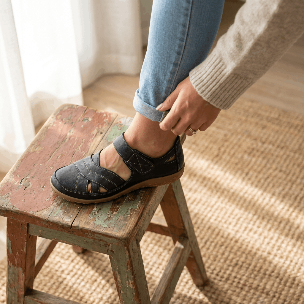 Florence Leather Comfort Sandals – Adjustable Lightweight Everyday Shoes