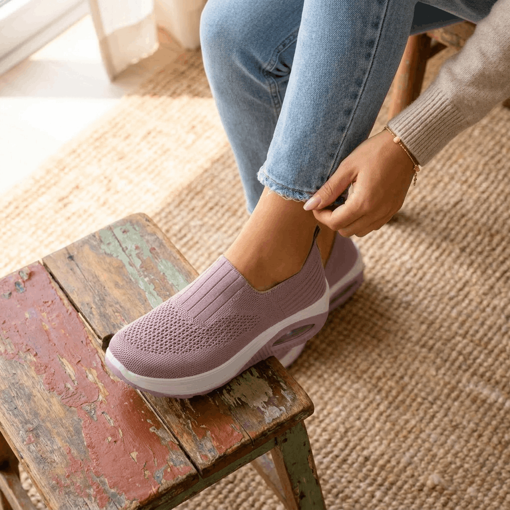 Jenny Breathable Knit Walking Shoes – Lightweight Cushioned Slip-On Sneakers