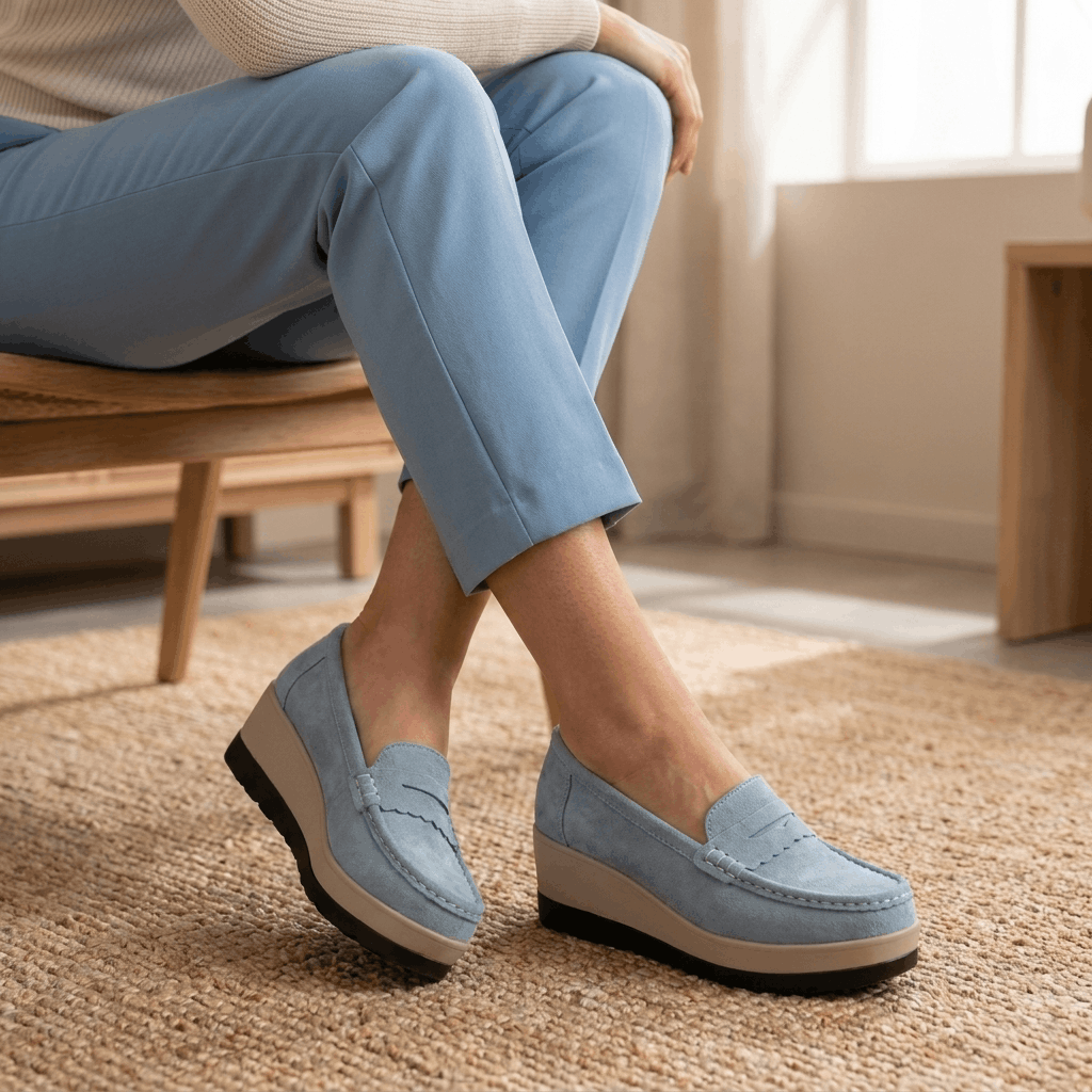 Sabrina Suede Platform Loafers – Lightweight Hand-Stitched Everyday Comfort