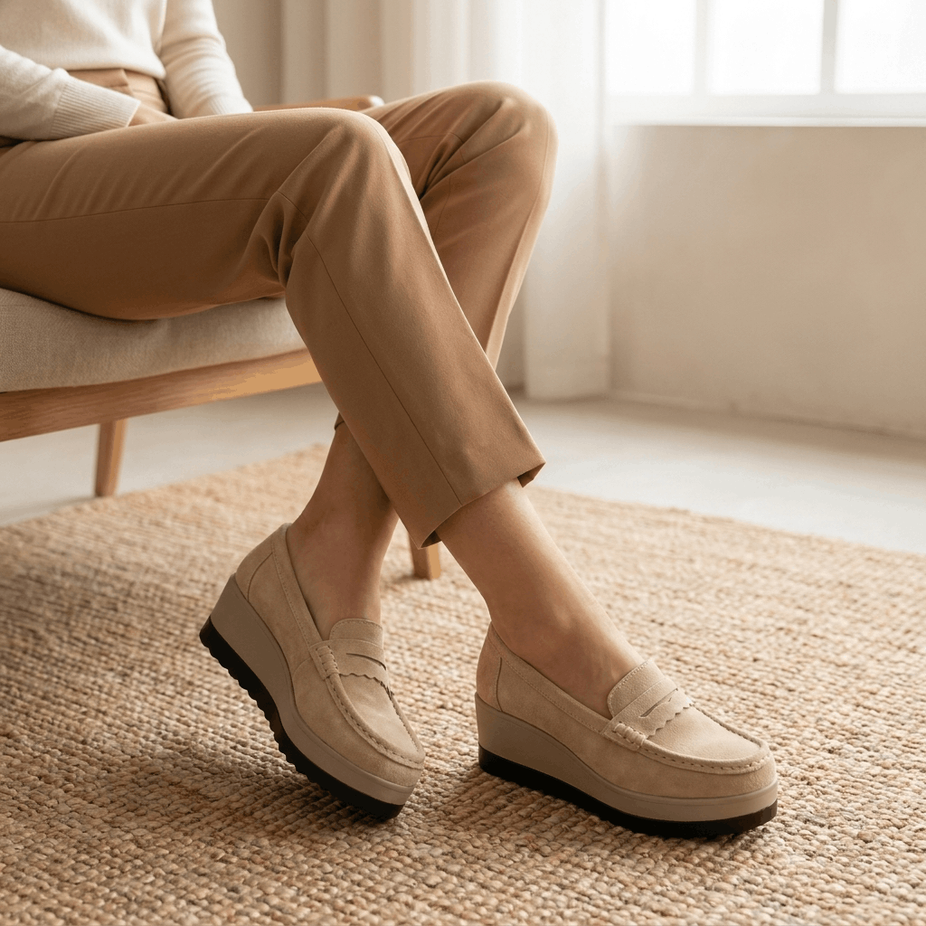Sabrina Suede Platform Loafers – Lightweight Hand-Stitched Everyday Comfort