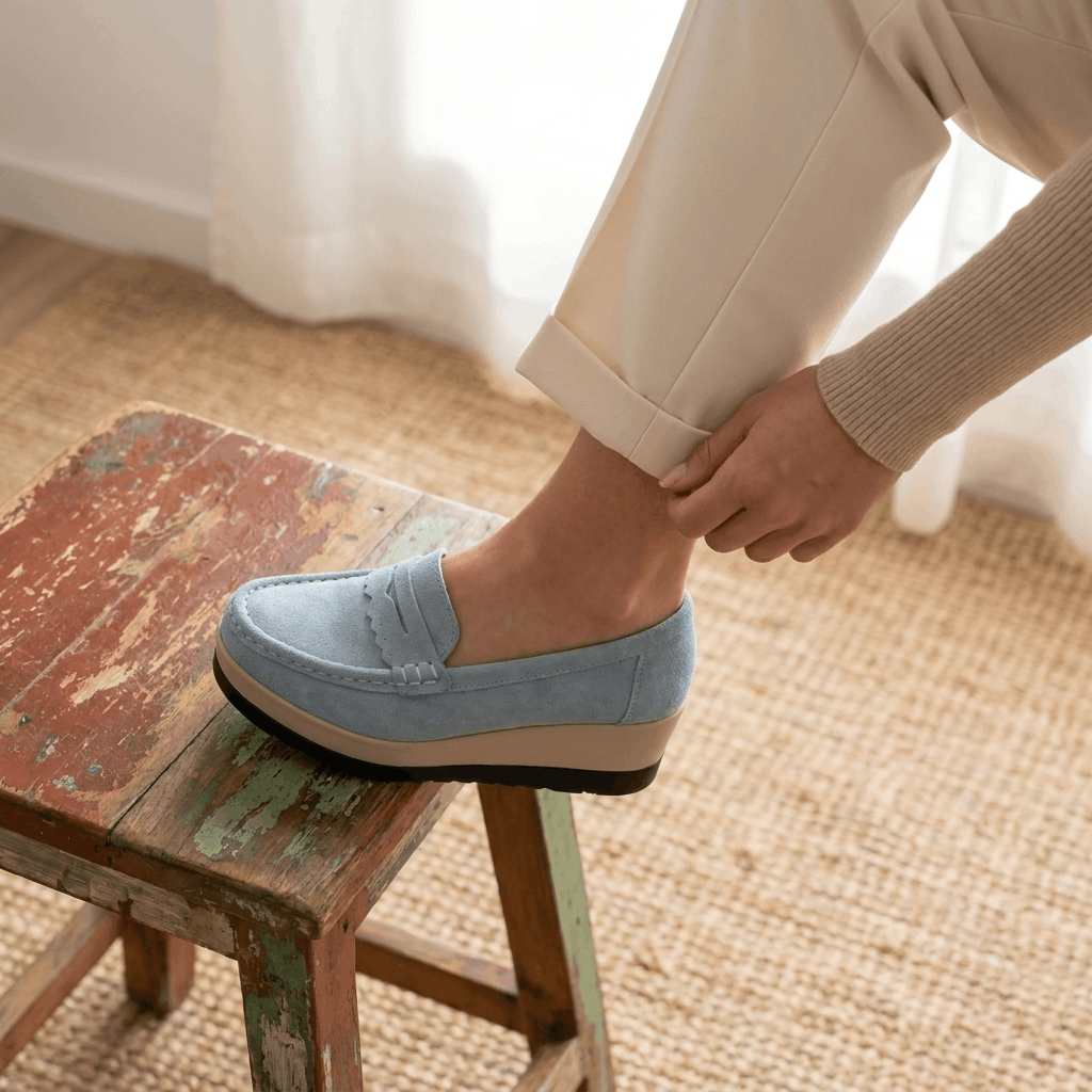 Sabrina Suede Platform Loafers – Lightweight Hand-Stitched Everyday Comfort
