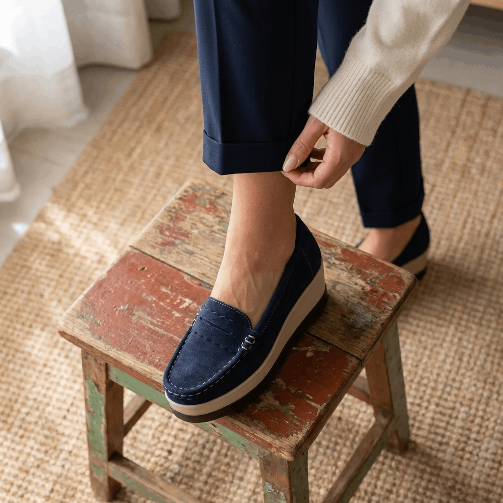 Sabrina Suede Platform Loafers – Lightweight Hand-Stitched Everyday Comfort