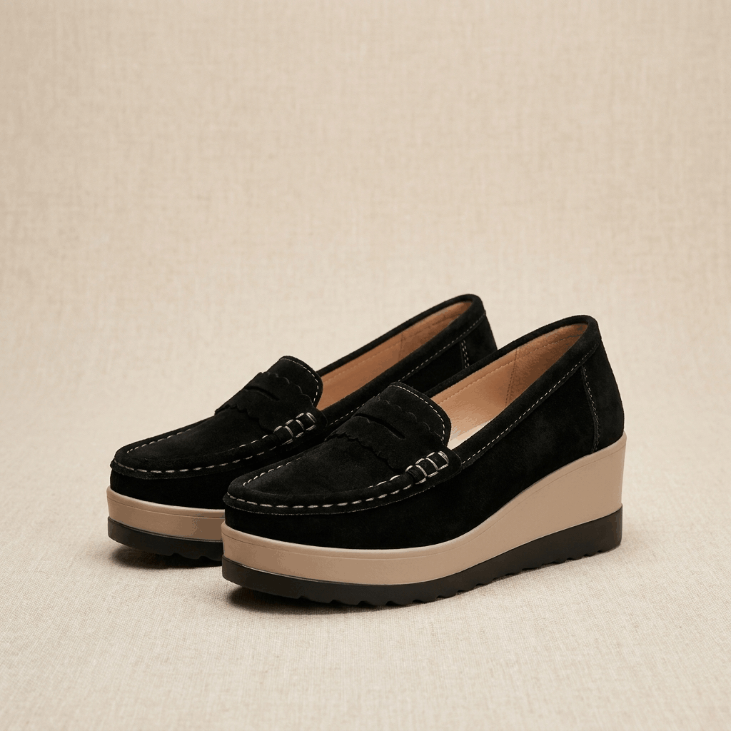 Sabrina Suede Platform Loafers – Lightweight Hand-Stitched Everyday Comfort