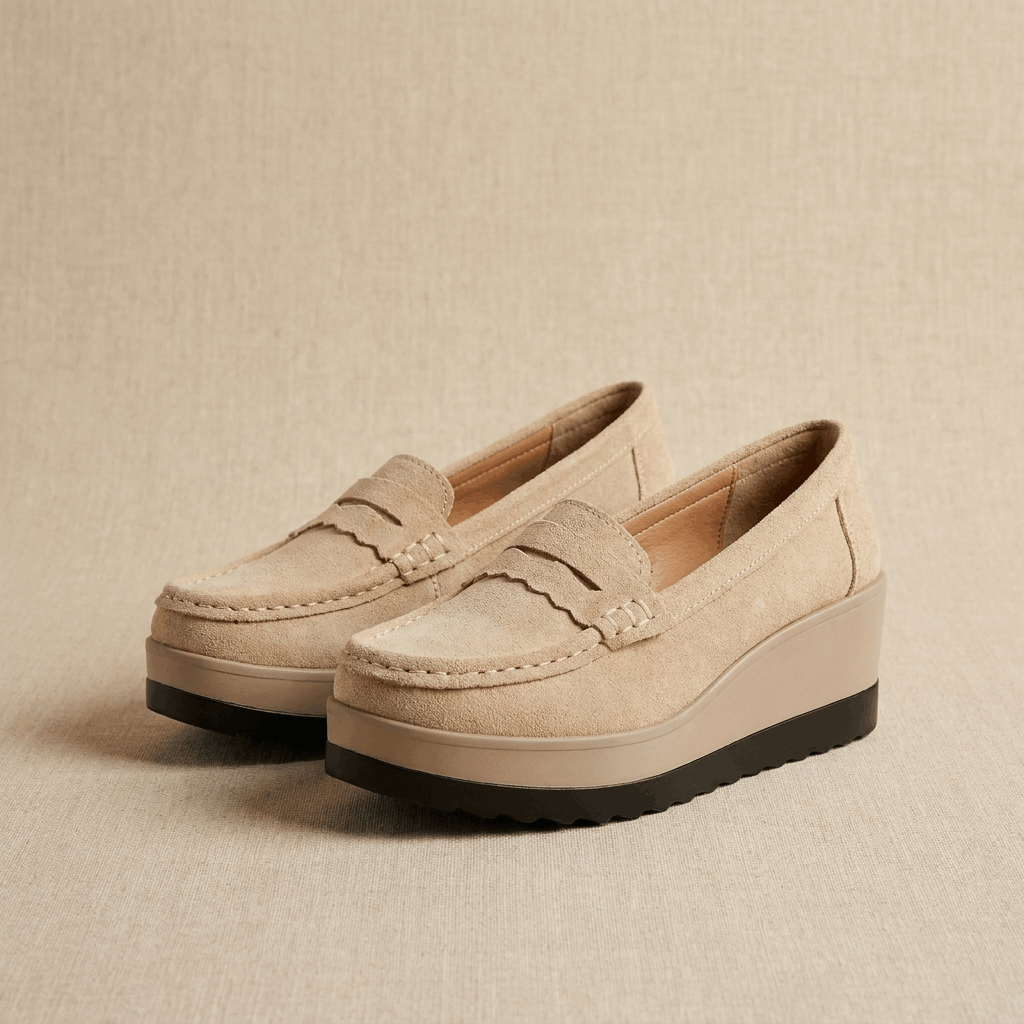 Sabrina Suede Platform Loafers – Lightweight Hand-Stitched Everyday Comfort