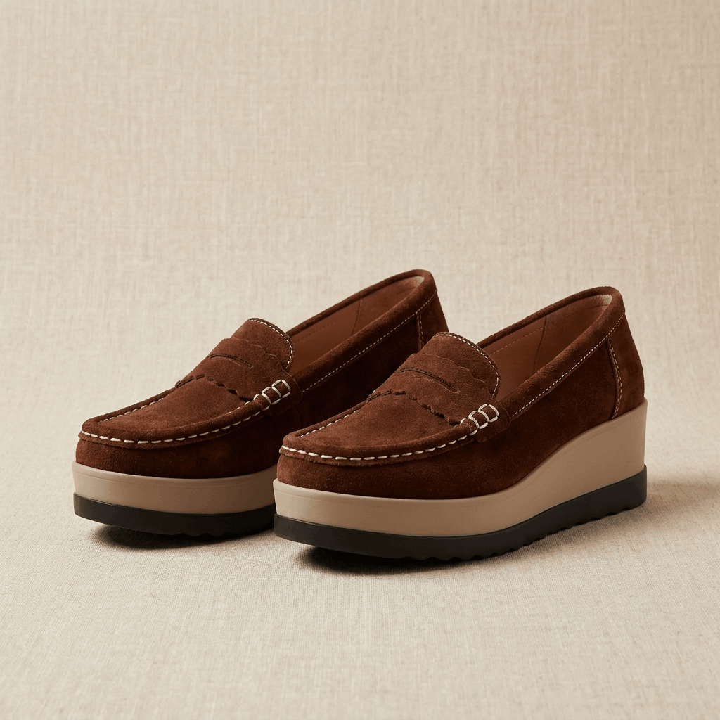 Sabrina Suede Platform Loafers – Lightweight Hand-Stitched Everyday Comfort