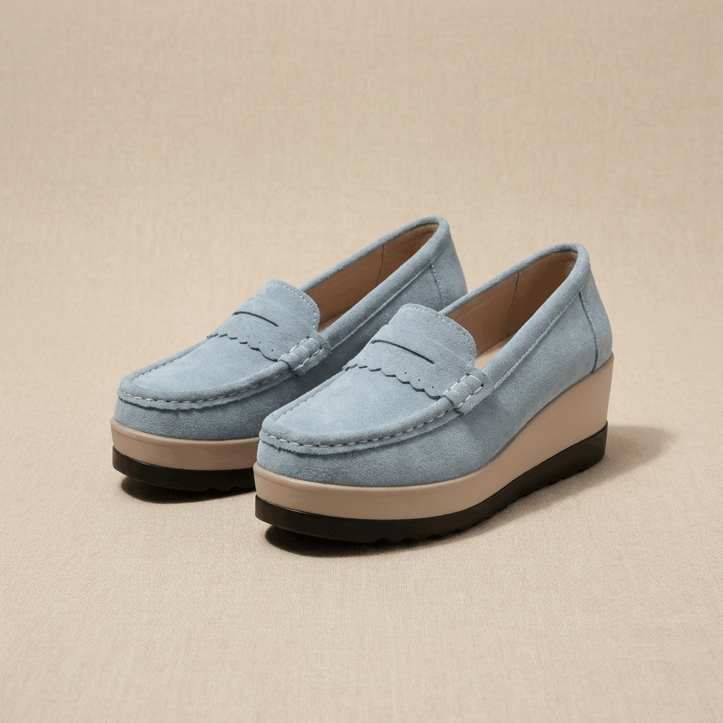 Sabrina Suede Platform Loafers – Lightweight Hand-Stitched Everyday Comfort
