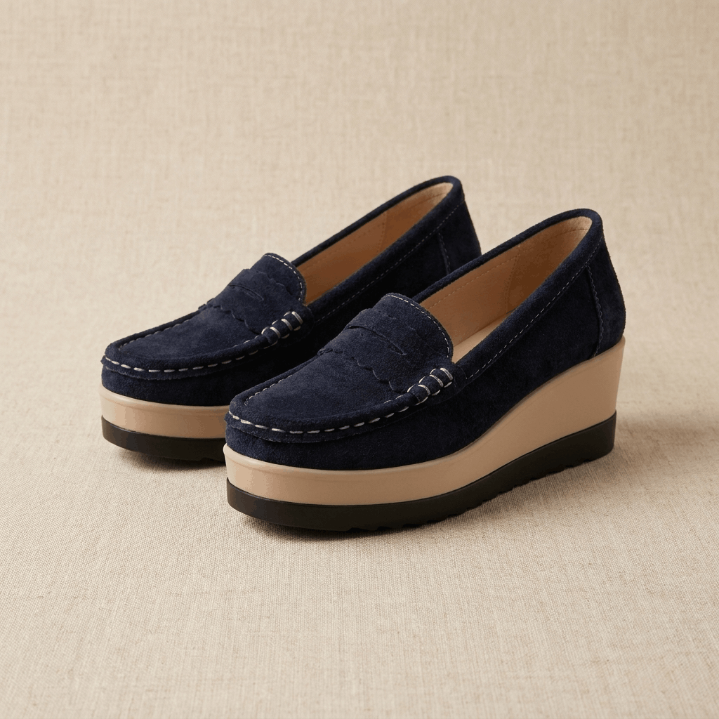 Sabrina Suede Platform Loafers – Lightweight Hand-Stitched Everyday Comfort