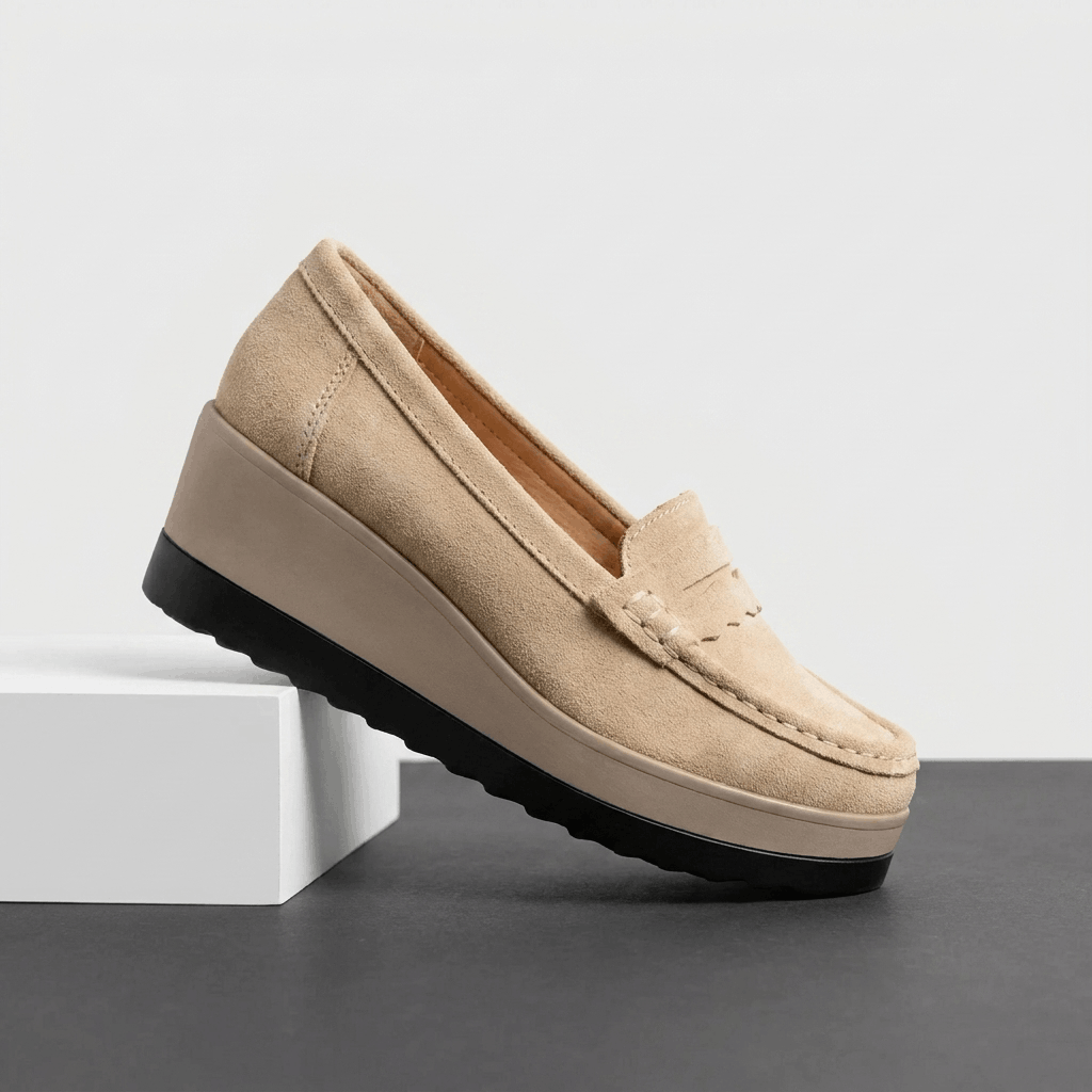 Sabrina Suede Platform Loafers – Lightweight Hand-Stitched Everyday Comfort