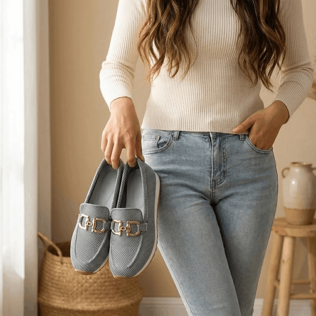 Lillian Horsebit Accent Comfort Knit Loafers – Lightweight Cushioned Slip-On Shoes