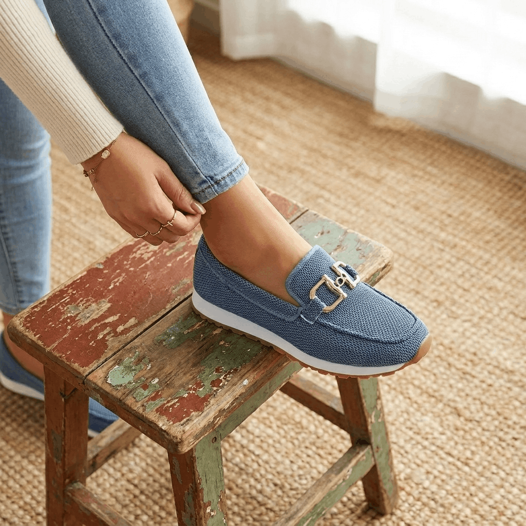 Lillian Horsebit Accent Comfort Knit Loafers – Lightweight Cushioned Slip-On Shoes