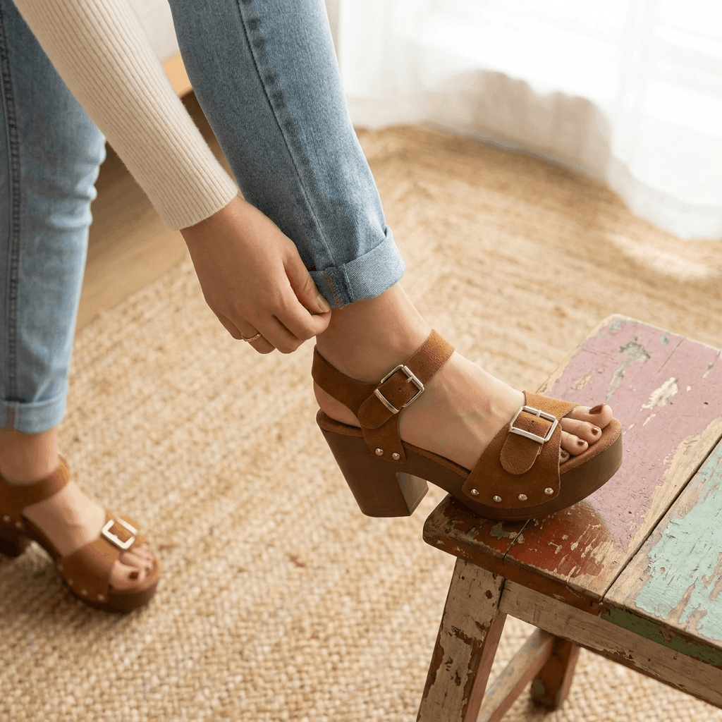 Elise Buckled Platform Sandals – Chunky Block Heel Comfort Shoes