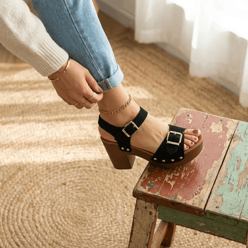 Elise Buckled Platform Sandals – Chunky Block Heel Comfort Shoes