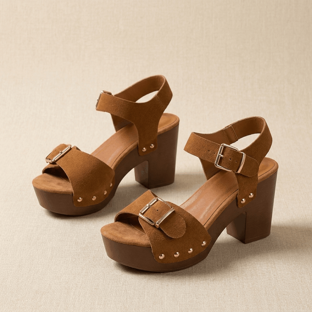 Elise Buckled Platform Sandals – Chunky Block Heel Comfort Shoes