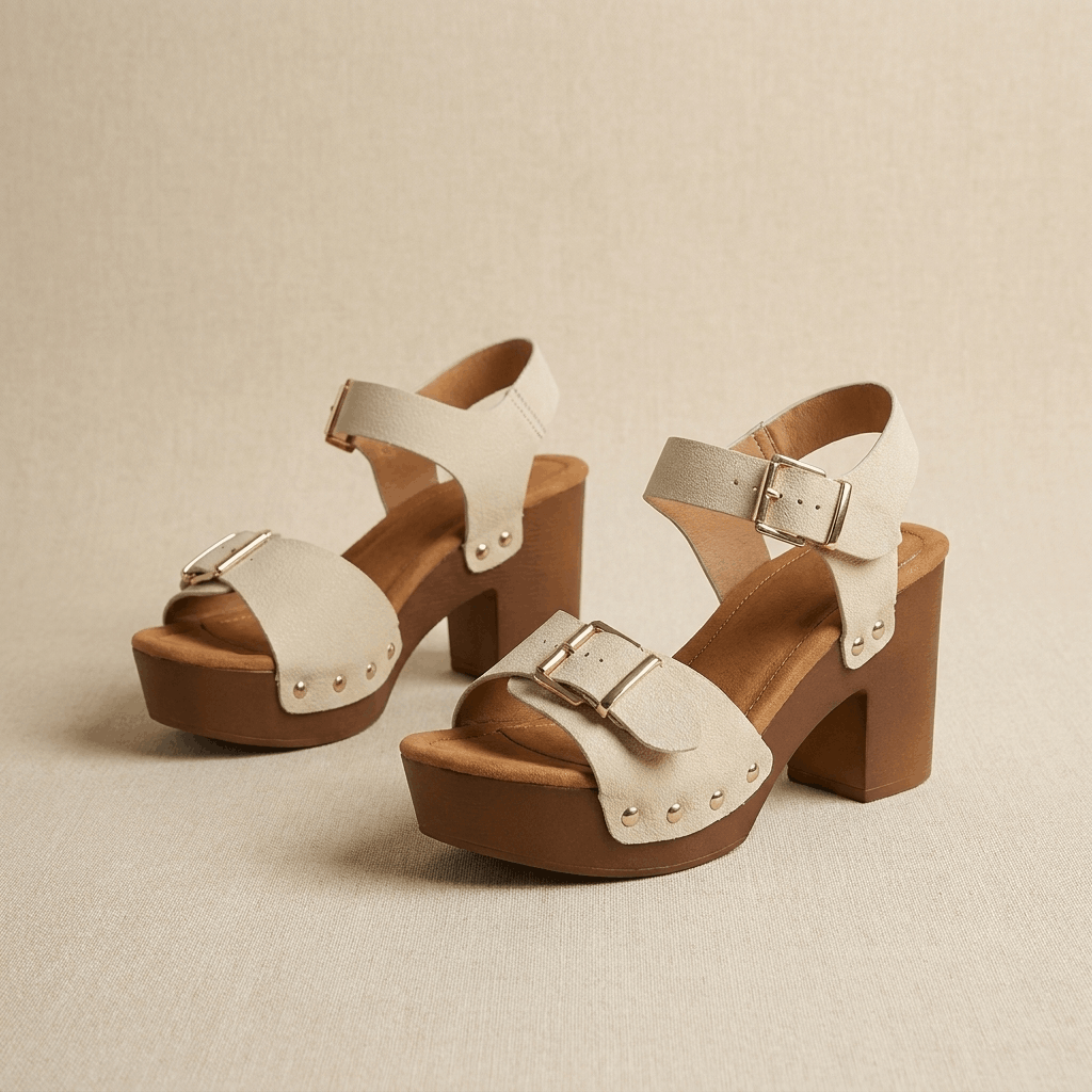 Elise Buckled Platform Sandals – Chunky Block Heel Comfort Shoes