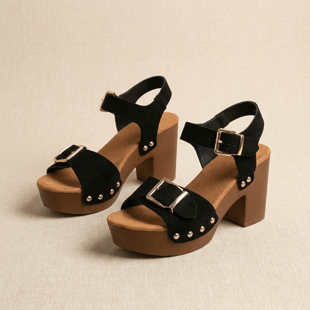 Elise Buckled Platform Sandals – Chunky Block Heel Comfort Shoes