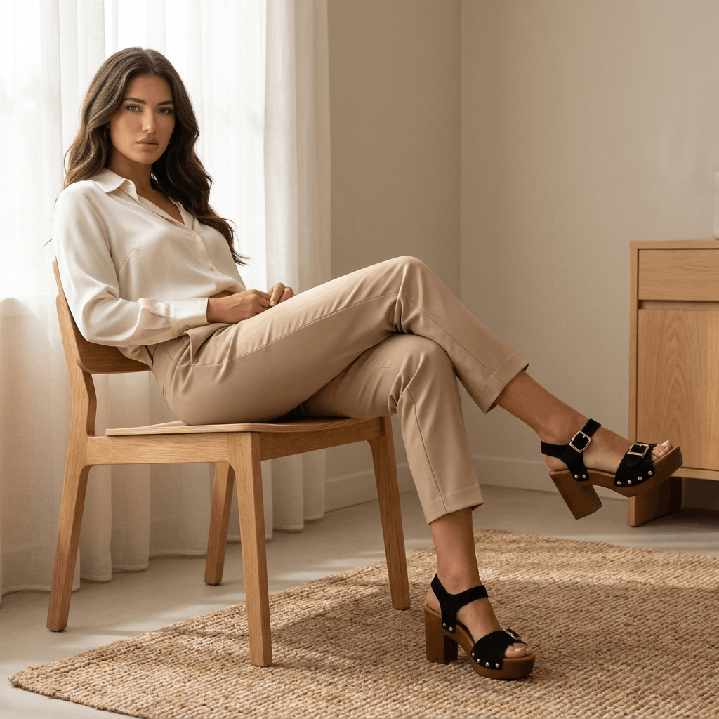 Elise Buckled Platform Sandals – Chunky Block Heel Comfort Shoes