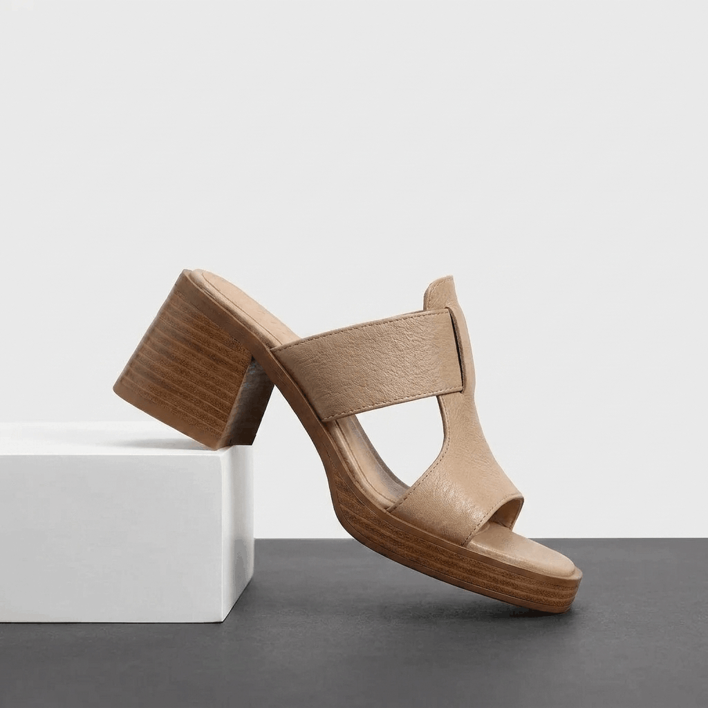 Ariana Open Toe Mule Heels – Comfortable Block Heel Slip-On Sandals