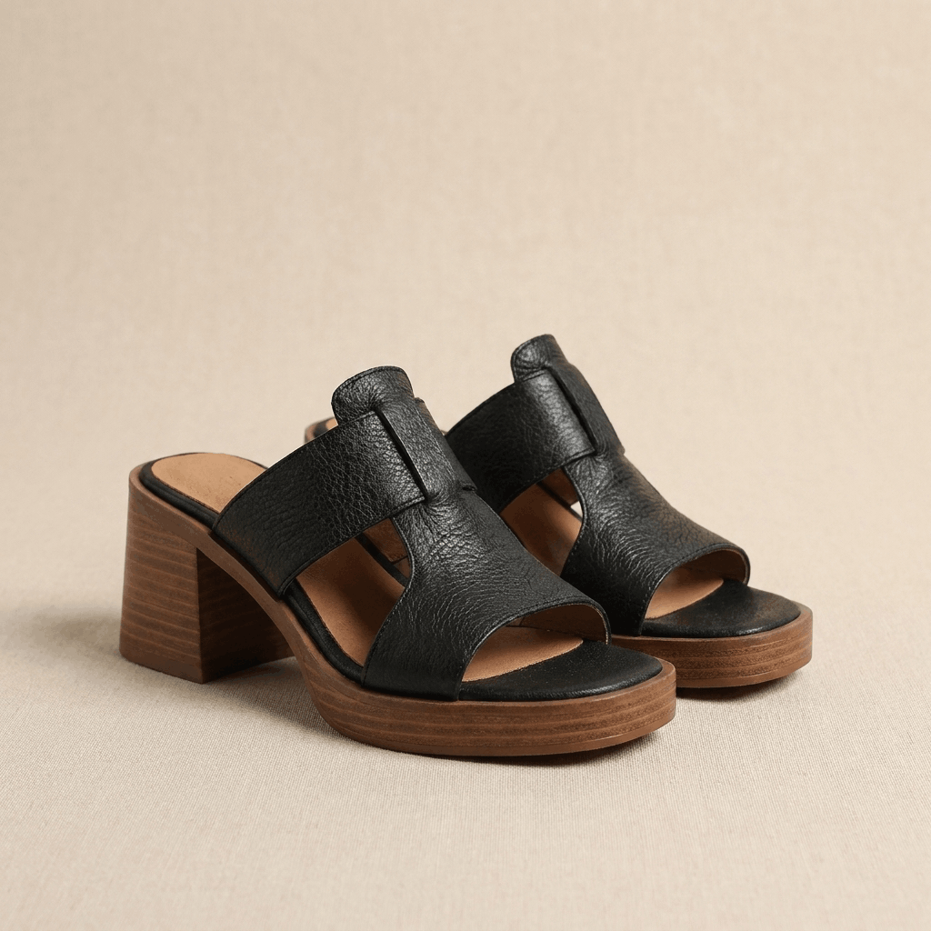 Ariana Open Toe Mule Heels – Comfortable Block Heel Slip-On Sandals