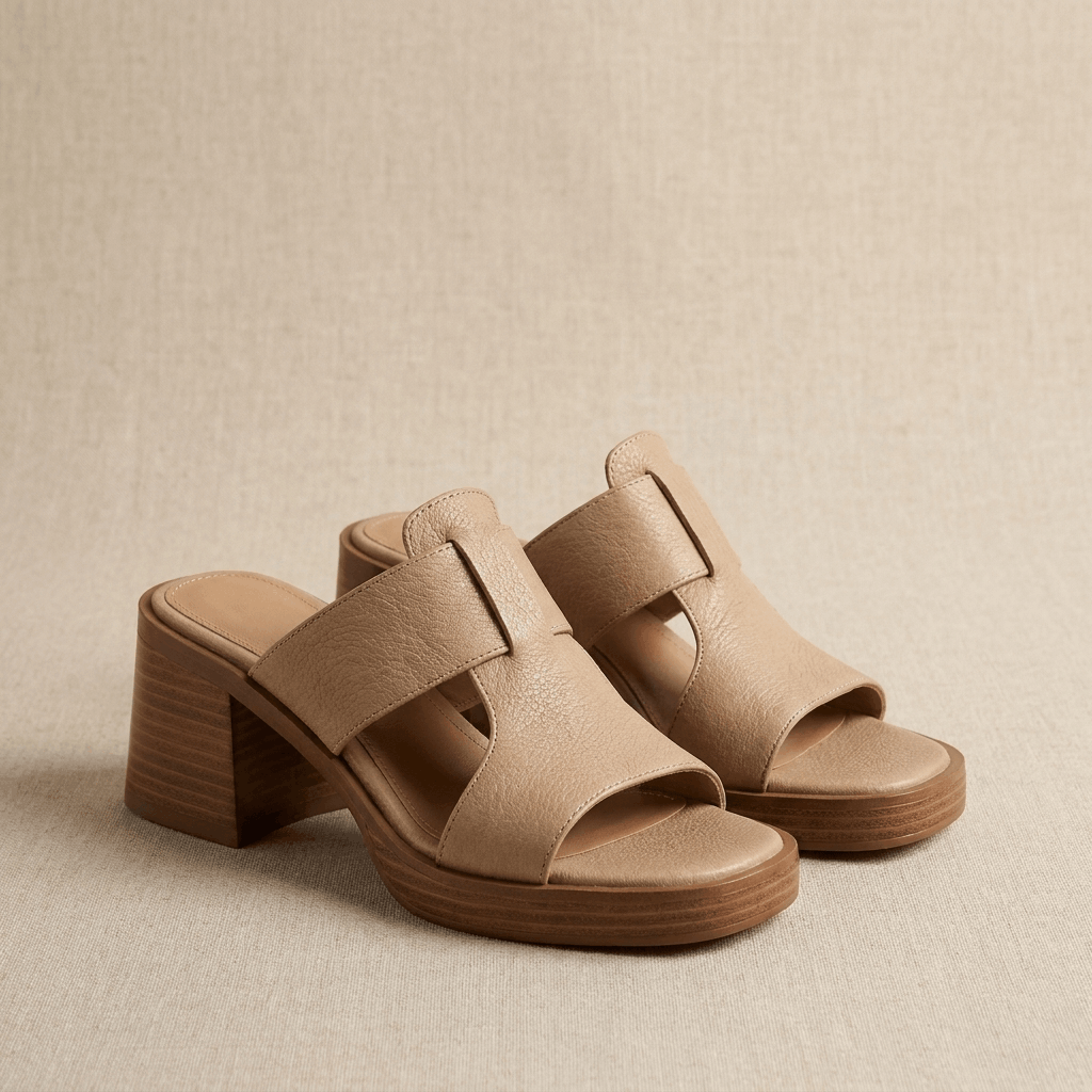 Ariana Open Toe Mule Heels – Comfortable Block Heel Slip-On Sandals