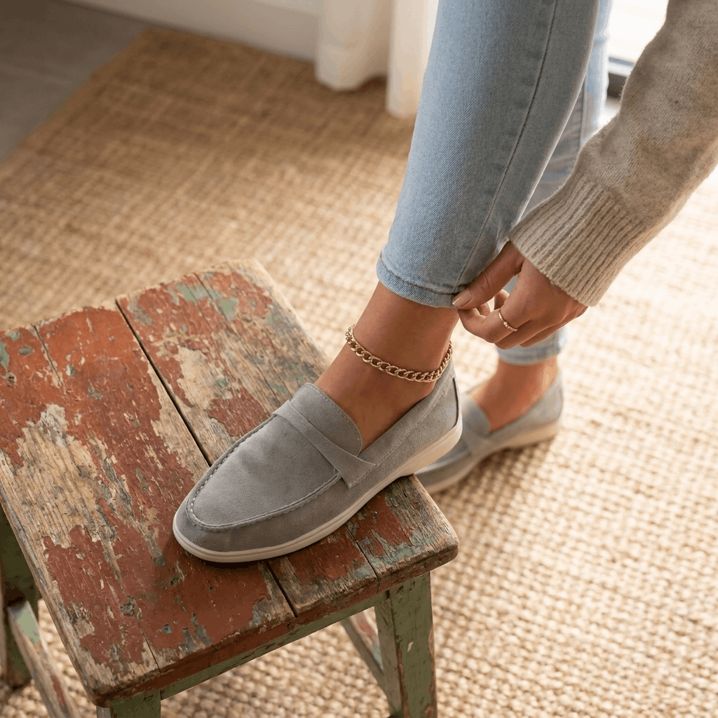 Celeste Suede Slip-On Loafers – Cushioned Everyday Comfort Shoes