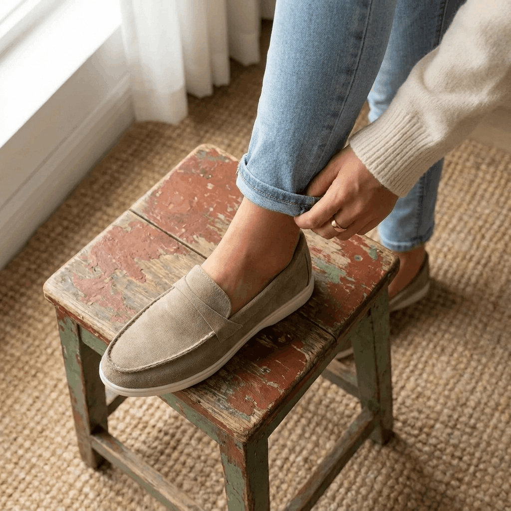 Celeste Suede Slip-On Loafers – Cushioned Everyday Comfort Shoes