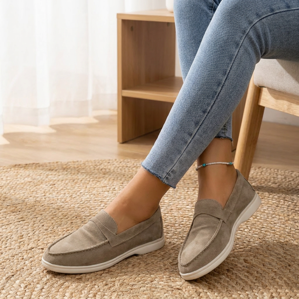Celeste Suede Slip-On Loafers – Cushioned Everyday Comfort Shoes